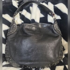 MICHAEL KORS Pebbled Leather Black Hobo Shoulder Handbag